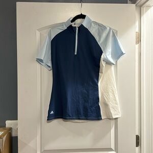 Adidas large nwt white blue  polo golf shirt
